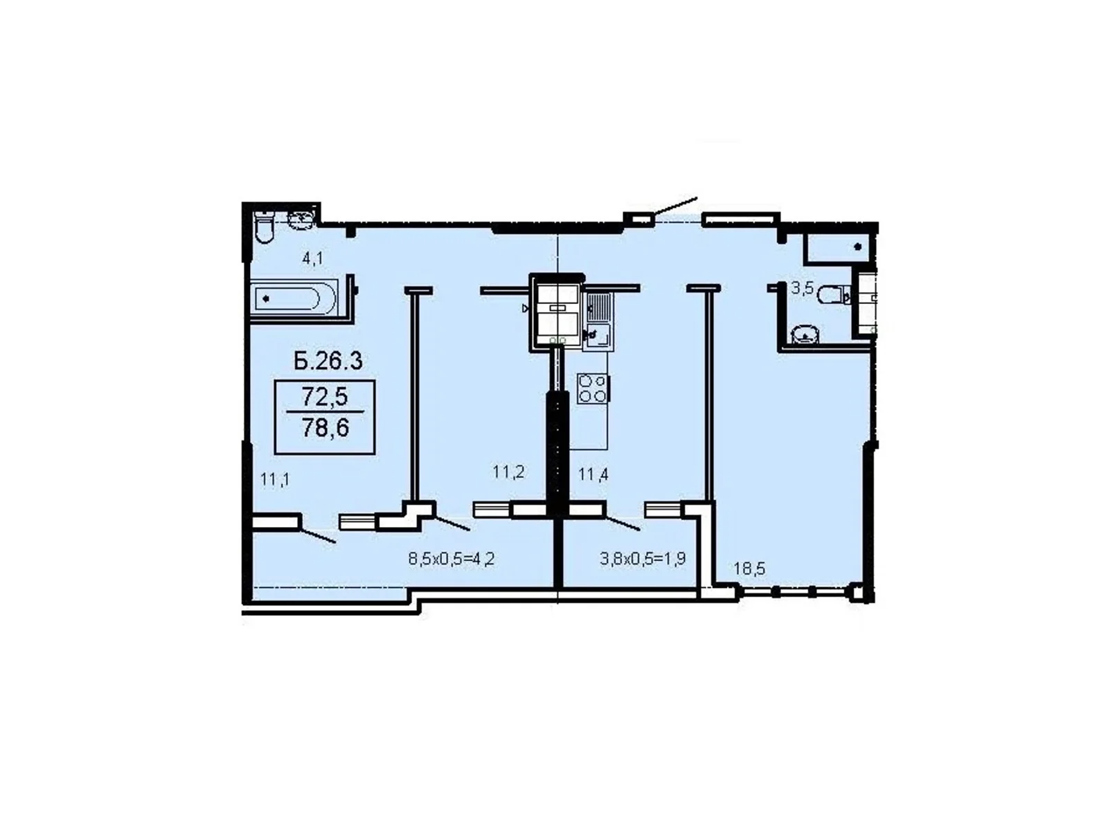 Продається 3-кімнатна квартира 78.6 кв. м у Одесі, цена: 101394 $ - фото 1