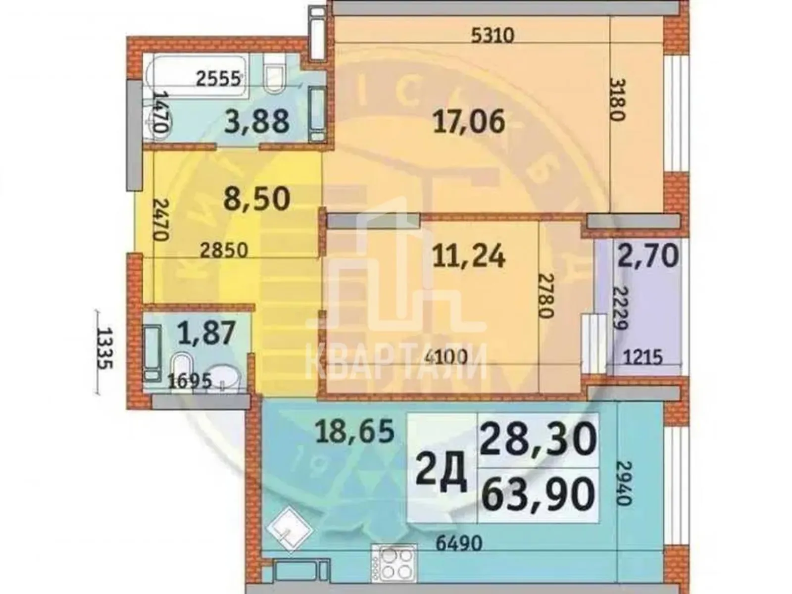 Продається 2-кімнатна квартира 63.9 кв. м у Києві, вул. Причальна, 11