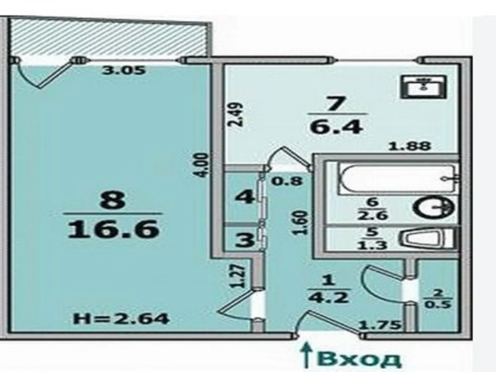 Продається 1-кімнатна квартира 33 кв. м у Харкові, просп. Тракторобудівників, 85