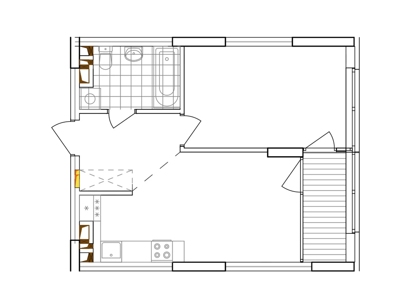 Продается 1-комнатная квартира 43.85 кв. м в Киеве, просп. Правды