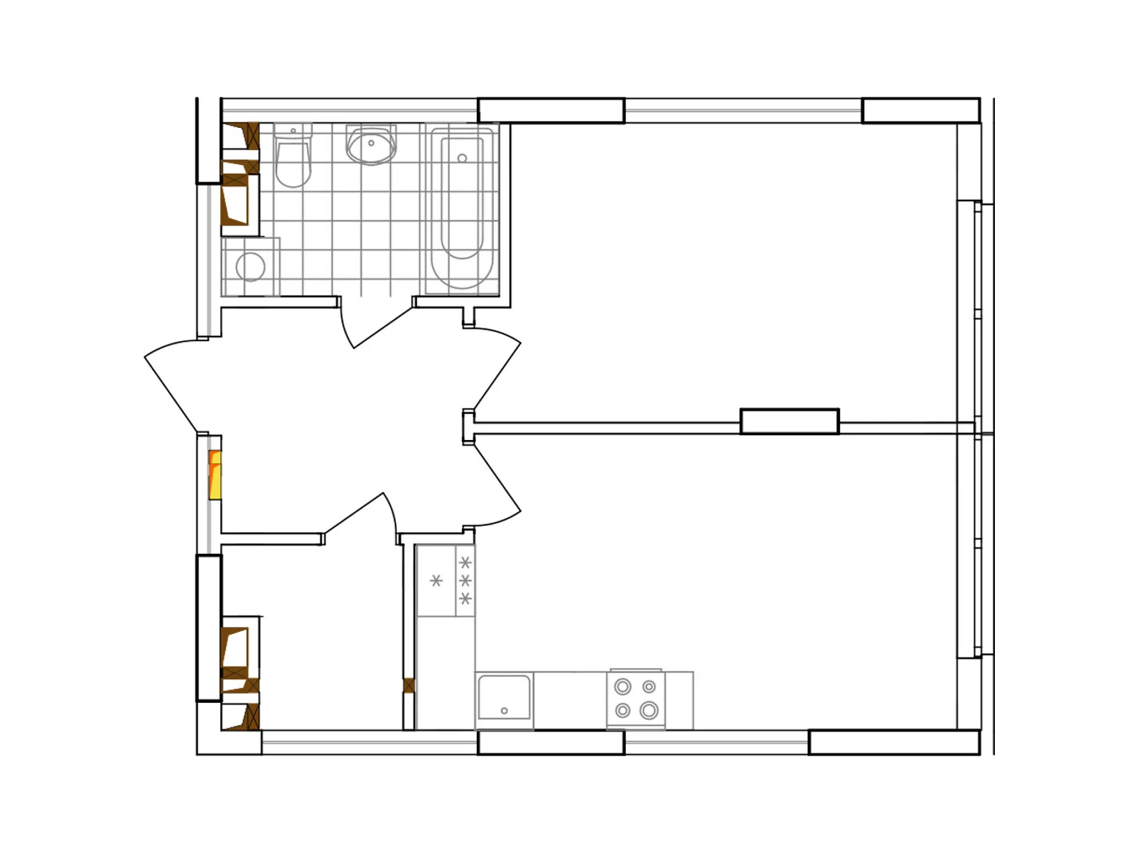 Продается 1-комнатная квартира 44.3 кв. м в Киеве, просп. Правды