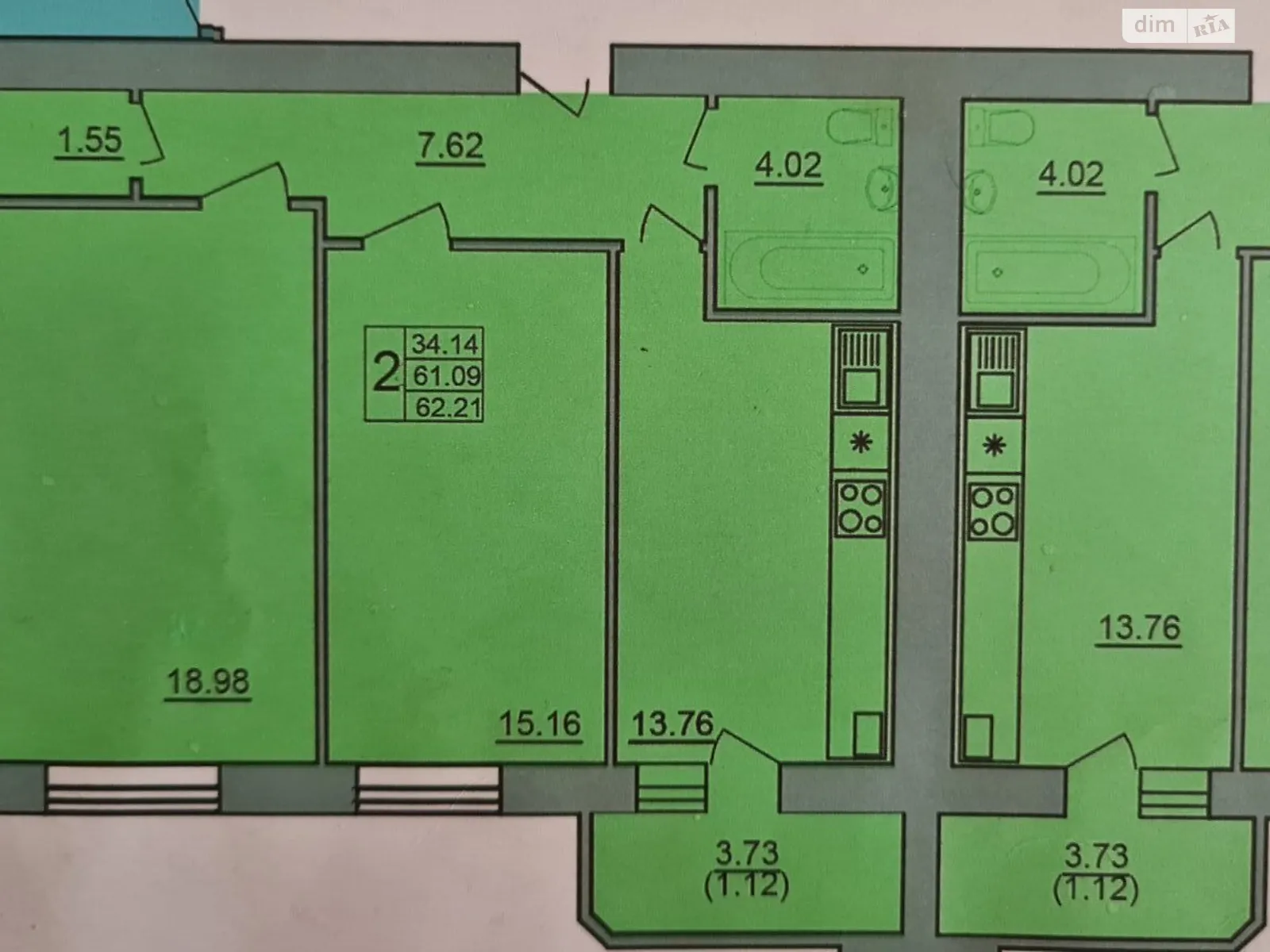 2-комнатная квартира 62 кв. м в Тернополе, цена: 50000 $