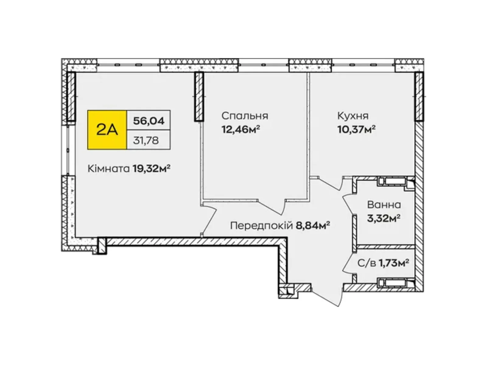 Продається 2-кімнатна квартира 56.04 кв. м у Києві, вул. Івана Кочерги, 17А - фото 1