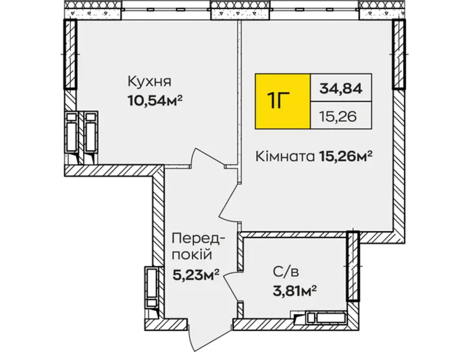 Продается 1-комнатная квартира 34.84 кв. м в Киеве, цена: 43274 $