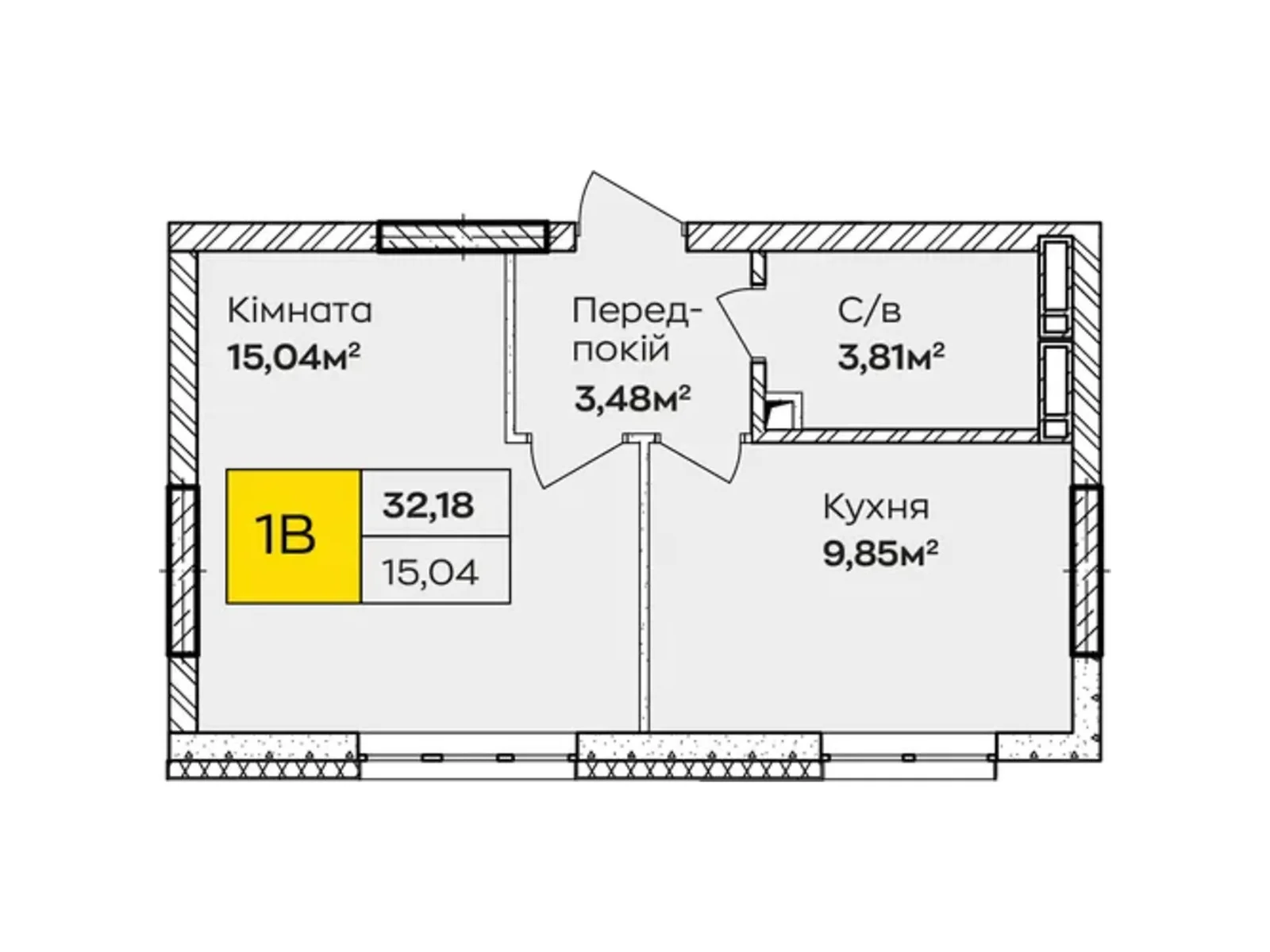 Продается 1-комнатная квартира 32.18 кв. м в Киеве, ул. Ивана Кочерги, 17А