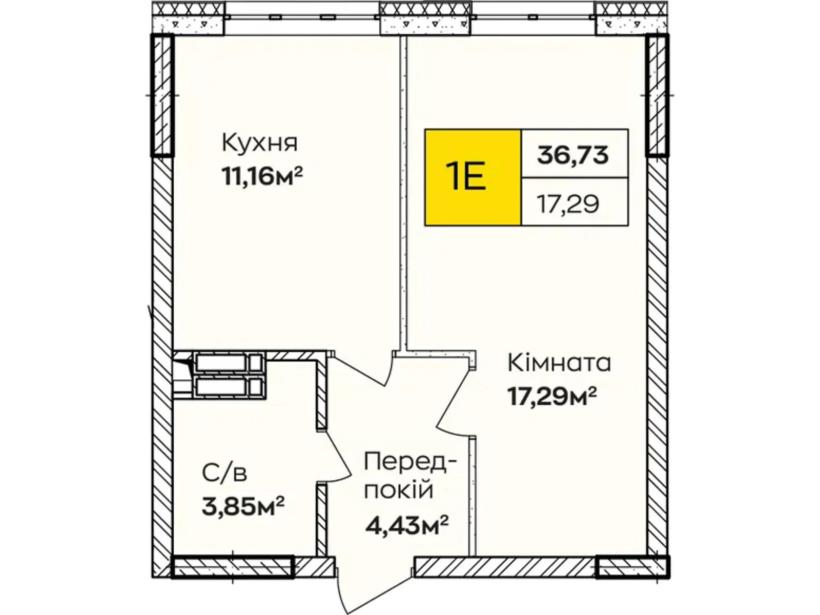 Продається 1-кімнатна квартира 36.73 кв. м у Києві, вул. Івана Кочерги, 17А - фото 1