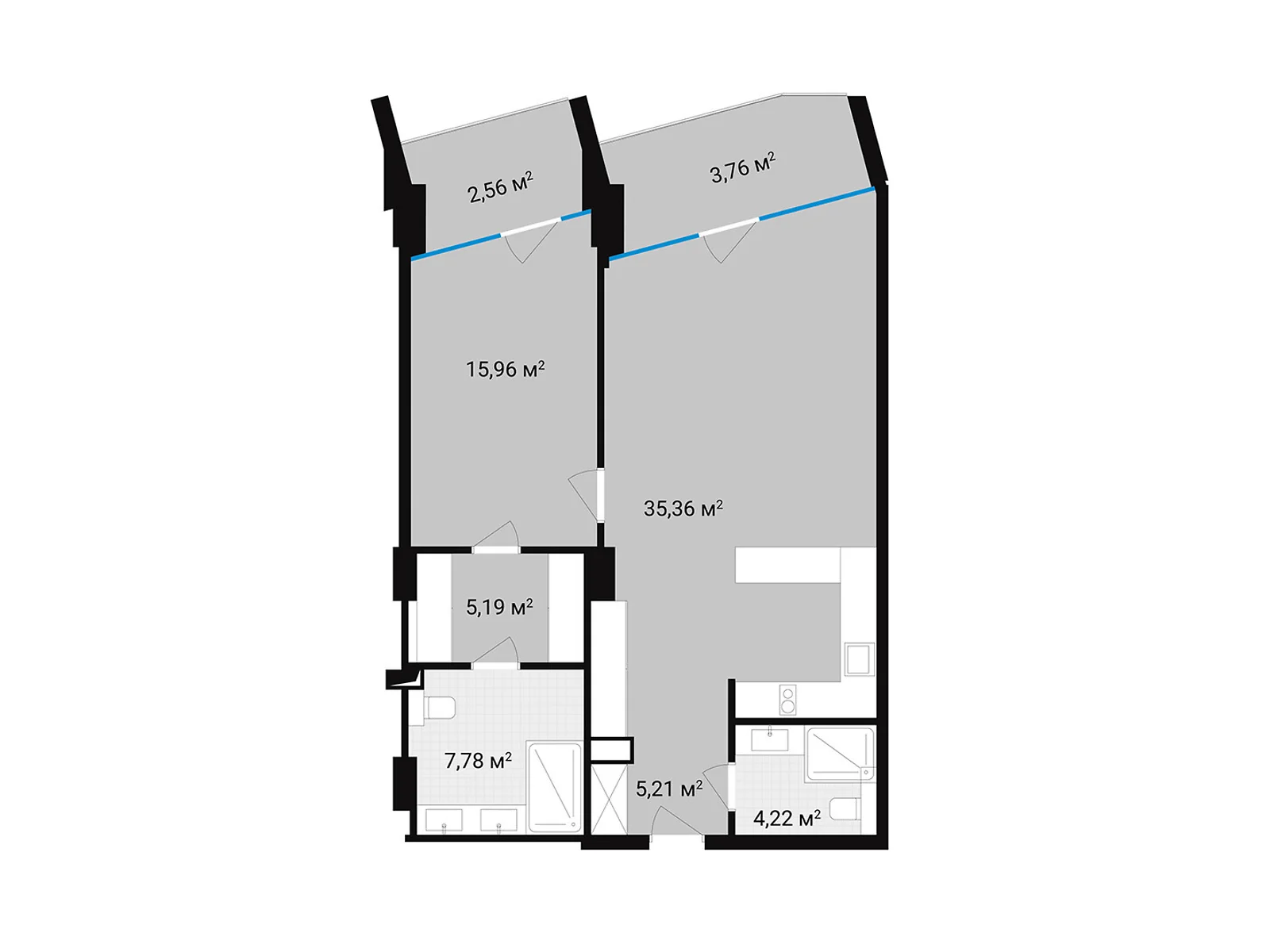 Продается 2-комнатная квартира 36.33 кв. м в Полянице, уроч. Вишни, 421