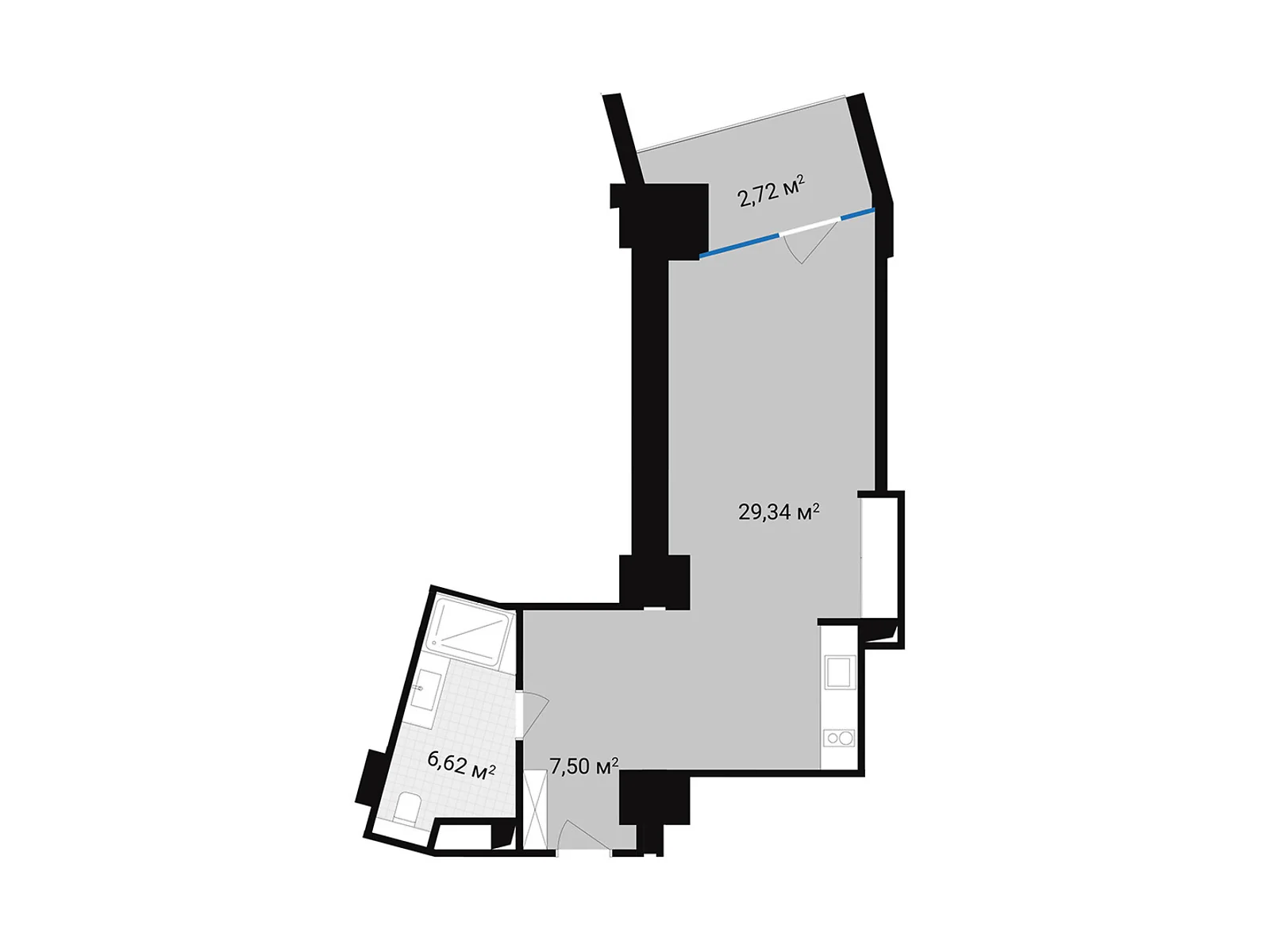 Продается 1-комнатная квартира 46.19 кв. м в Полянице, цена: 217093 $