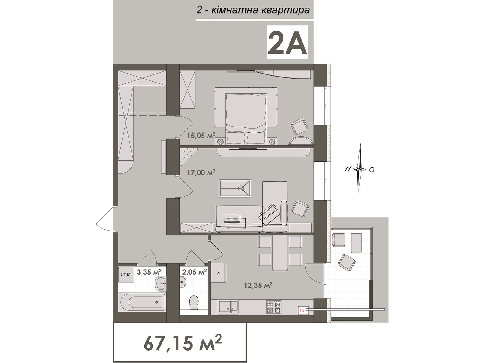 Продается 2-комнатная квартира 67.15 кв. м в Виннице, ул. Стрелецкая, 23