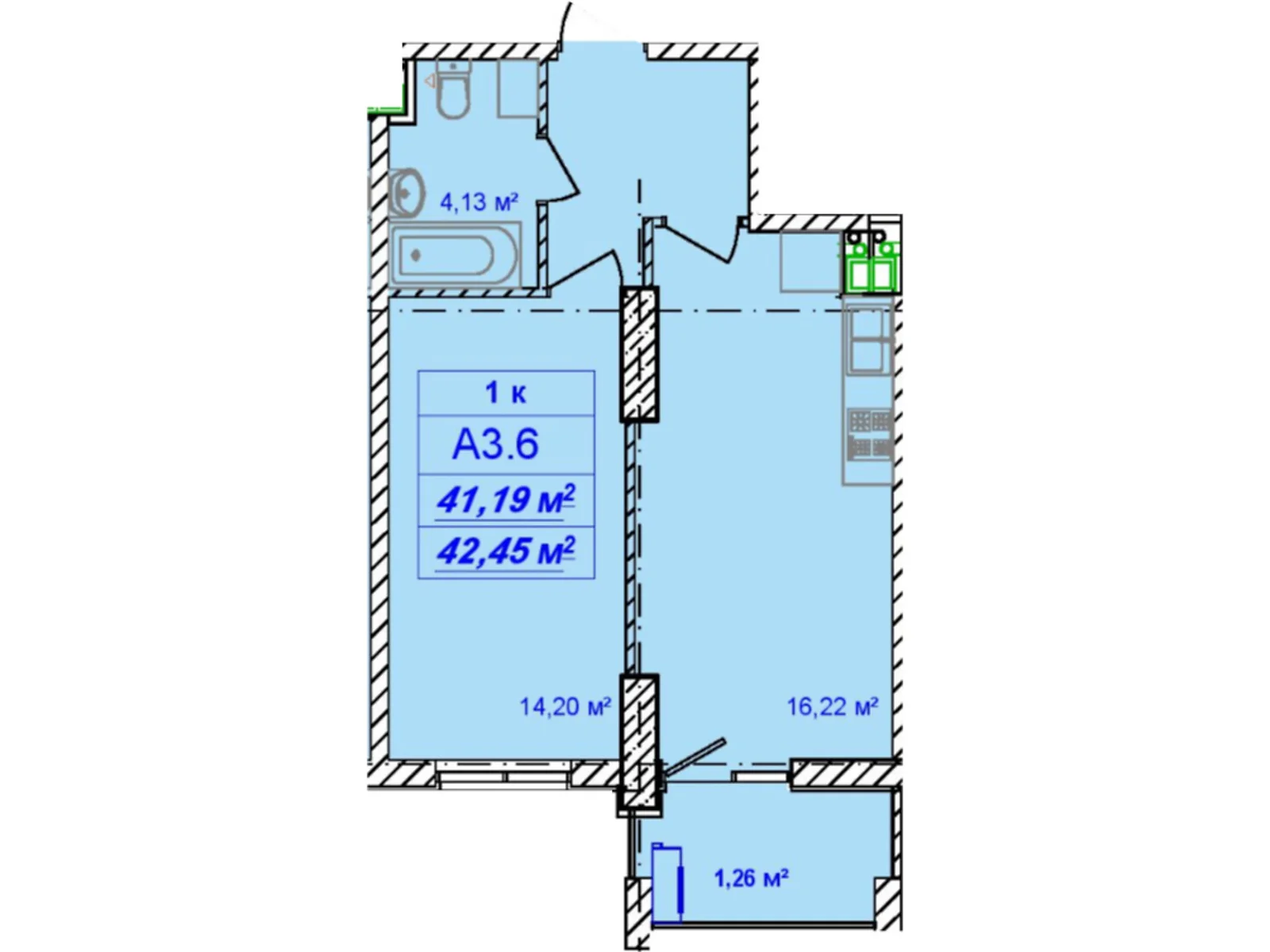 Продается 1-комнатная квартира 42.45 кв. м в Одессе, ул. Посмитного, 20А - фото 1