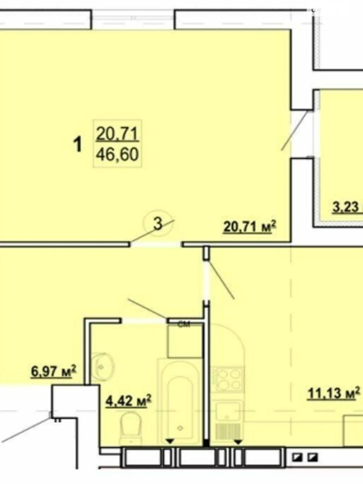 Продается 1-комнатная квартира 47 кв. м в Харькове, ул. Шевченко, 327