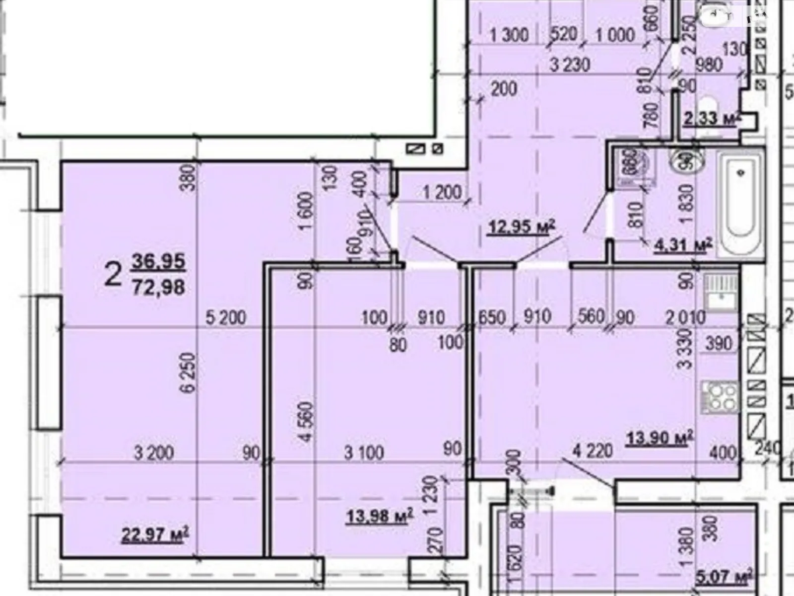 Продается 2-комнатная квартира 73 кв. м в Харькове, ул. Мира, 2