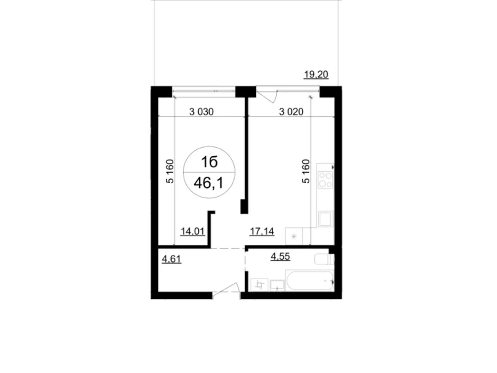 Продается 1-комнатная квартира 46.1 кв. м в Брюховичах, цена: 44809 $