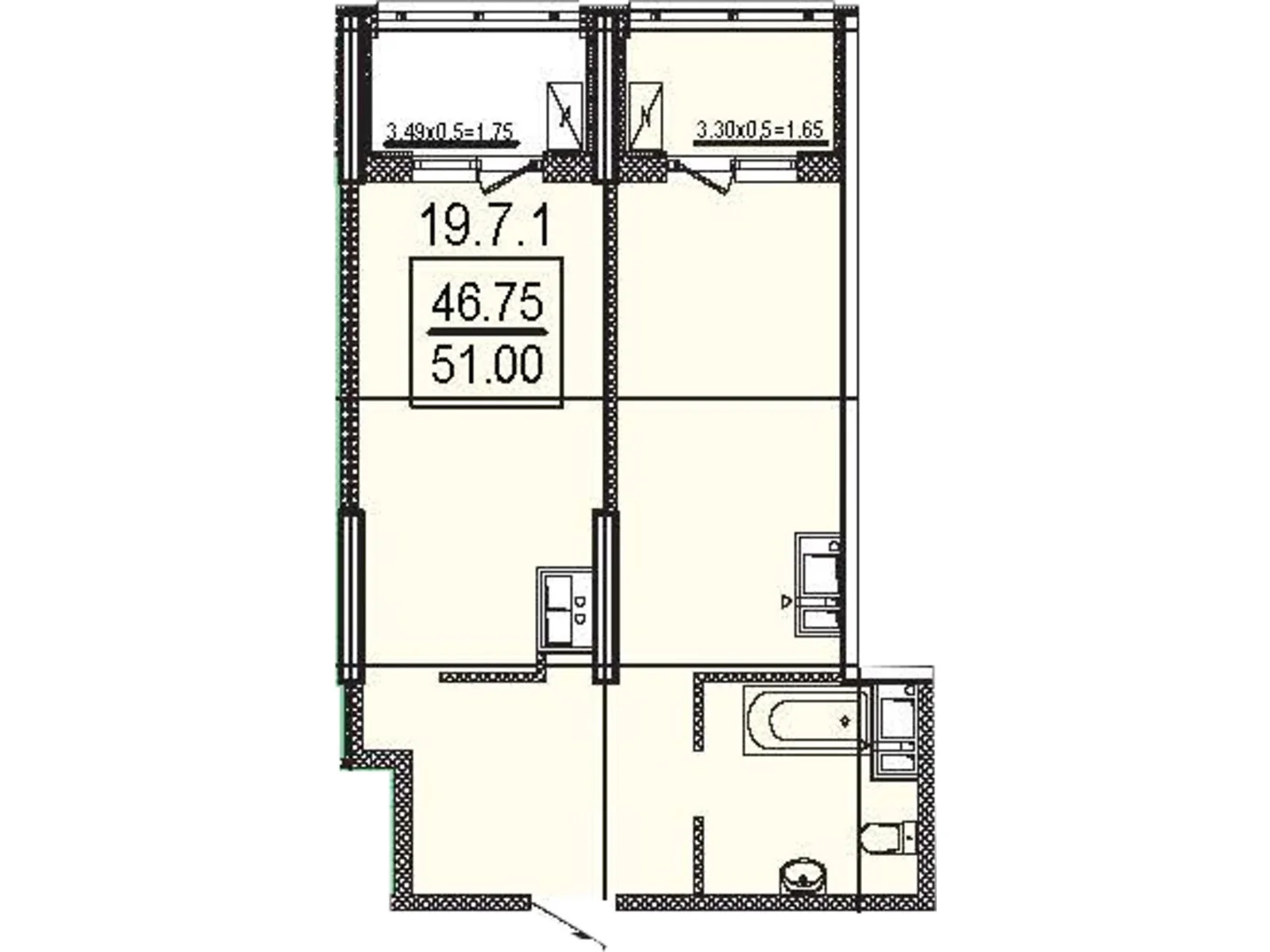 Продается 1-комнатная квартира 51 кв. м в Одессе, цена: 49470 $