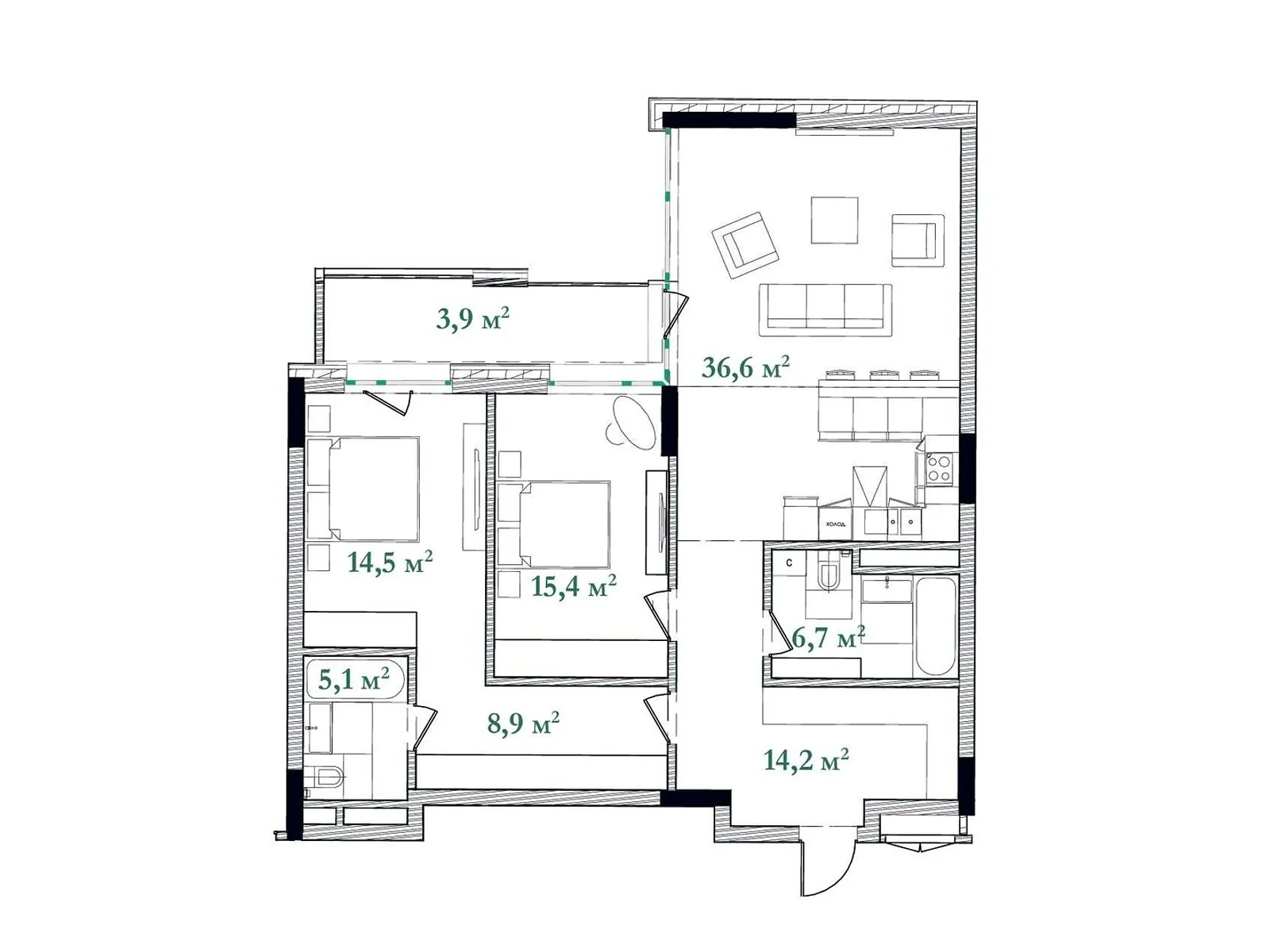 Продається 3-кімнатна квартира 105.1 кв. м у Києві, цена: 388870 $