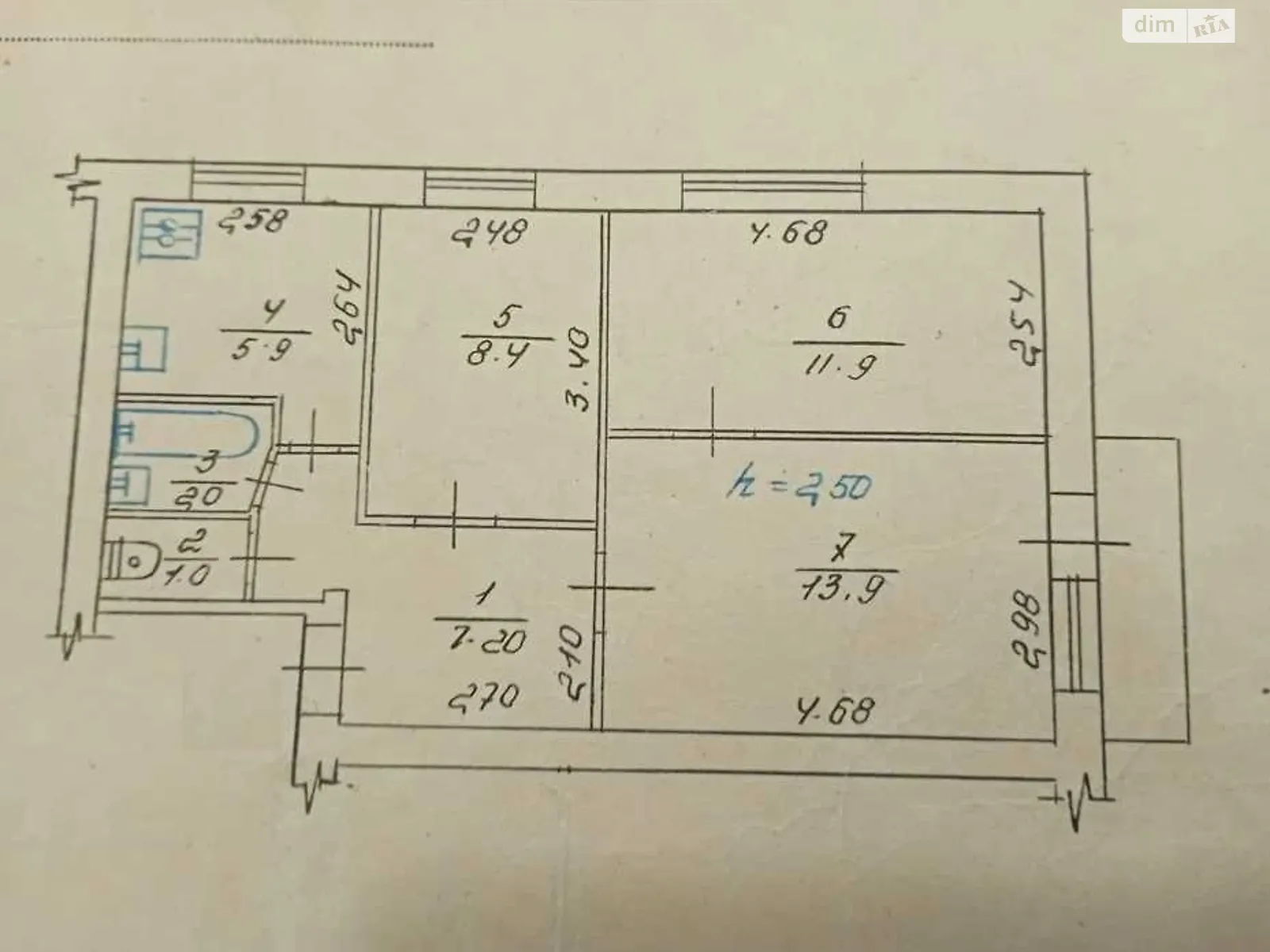 Продается 3-комнатная квартира 52 кв. м в Полтаве, пер. Хоткевича