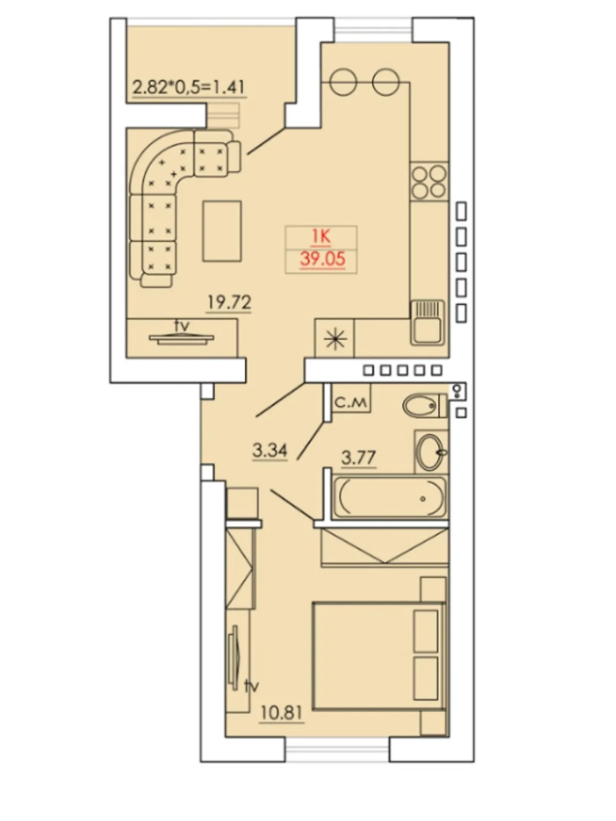 Продается 1-комнатная квартира 39 кв. м в Одессе, ул. Академика Сахарова, 9 - фото 1