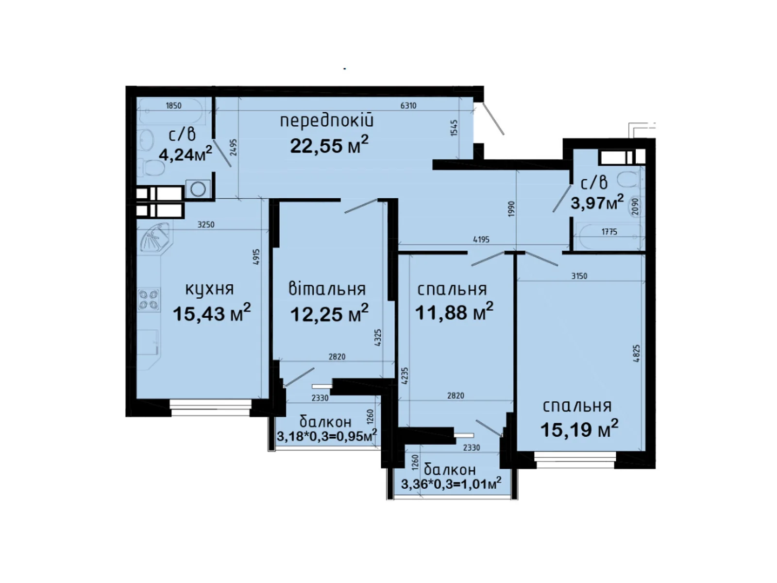 Продается 1-комнатная квартира 87.47 кв. м в Киеве, просп. Академика Глушкова, 42