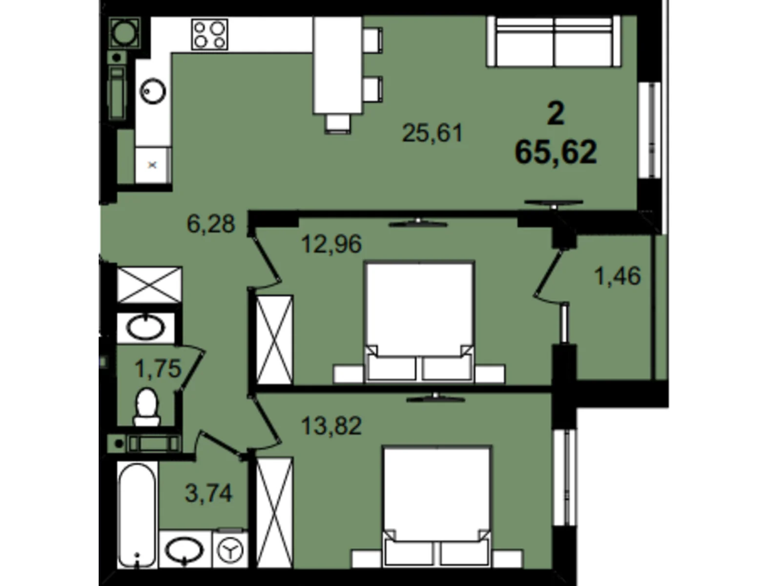 Продается 2-комнатная квартира 65.62 кв. м в Львове, цена: 97118 $
