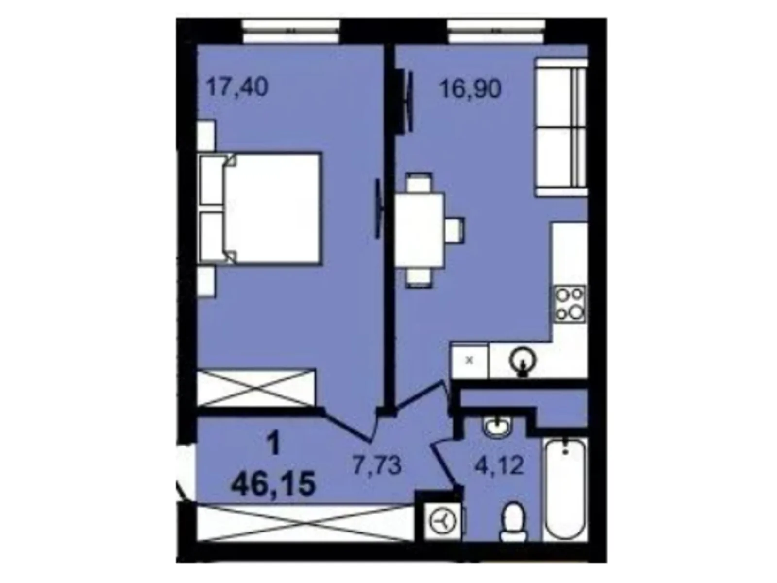 Продается 1-комнатная квартира 46.15 кв. м в Львове, ул. Зеленая, 115 - фото 1