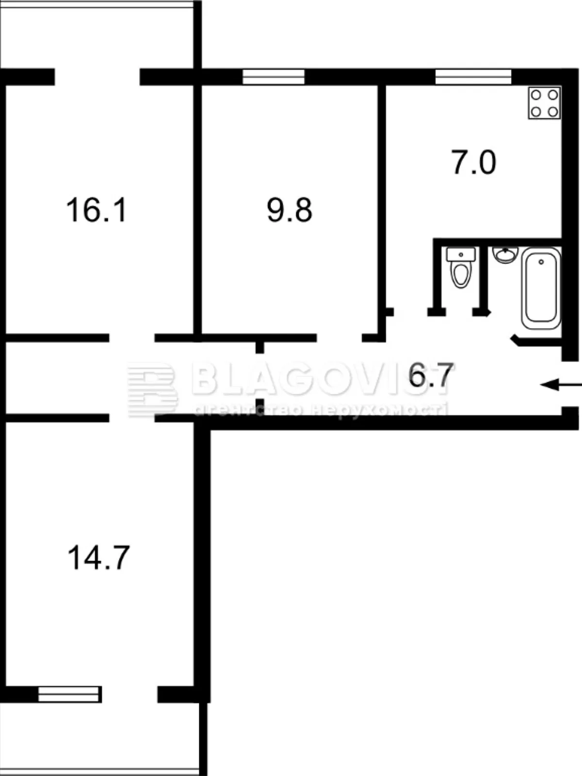 Продается 3-комнатная квартира 65 кв. м в Киеве, ул. Кавказская, 9 - фото 1