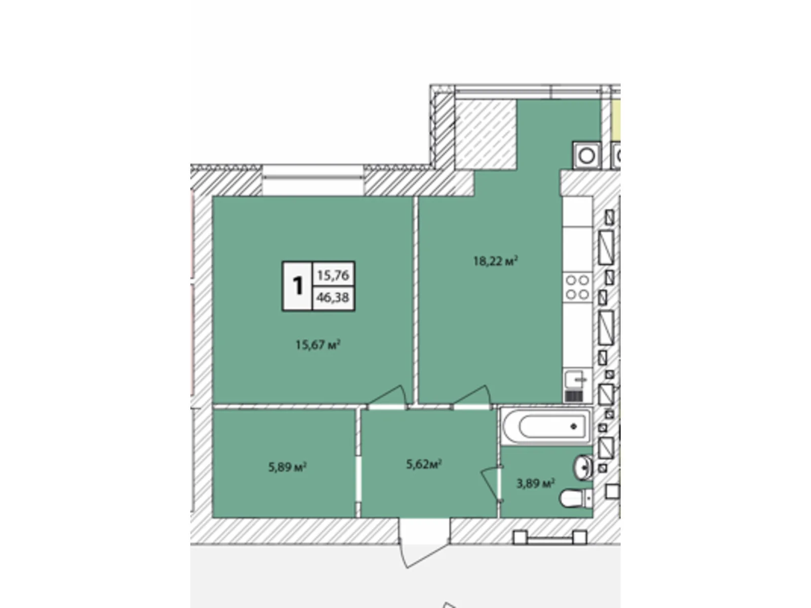 Продается 1-комнатная квартира 46.38 кв. м в Староконстантинове, цена: 23698 $ - фото 1