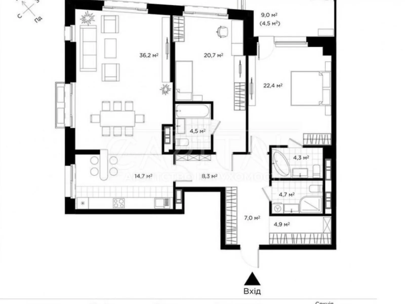 Продается 1-комнатная квартира 133 кв. м в Киеве, ул. Коновальца Евгения, 19 - фото 1