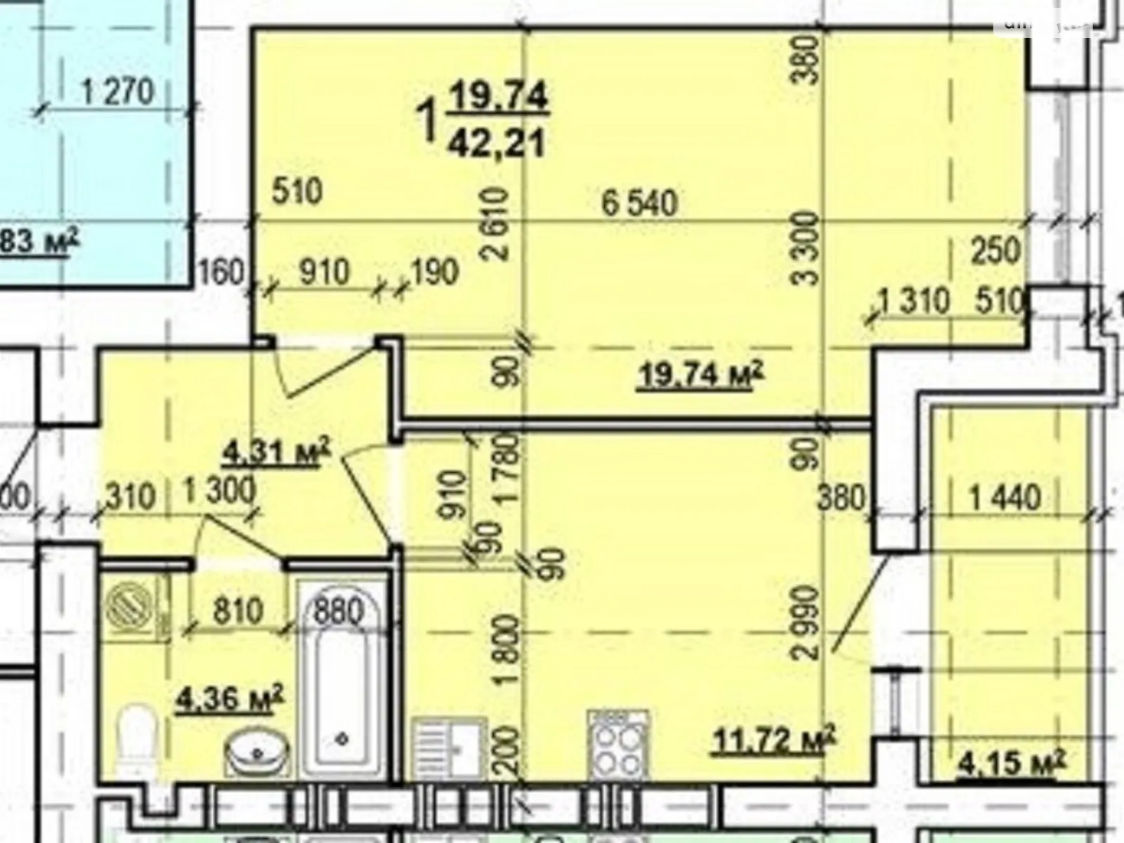 Продается 1-комнатная квартира 42.21 кв. м в Харькове, ул. Мира