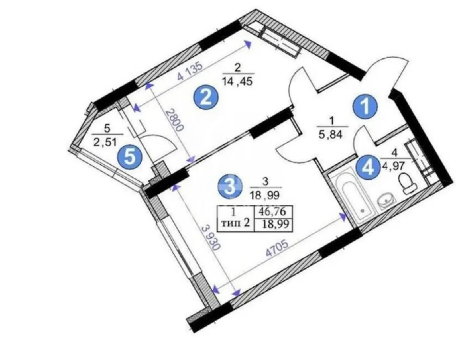 Продается 1-комнатная квартира 47 кв. м в Киеве, ул. Новополевая, 2 - фото 1