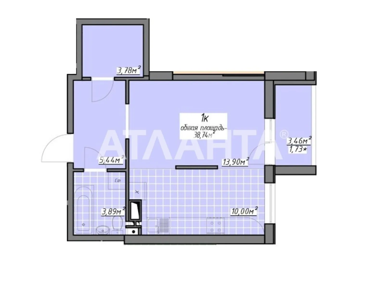 Продается 1-комнатная квартира 38.8 кв. м в Одессе, ул. Академика Воробьёва, 1