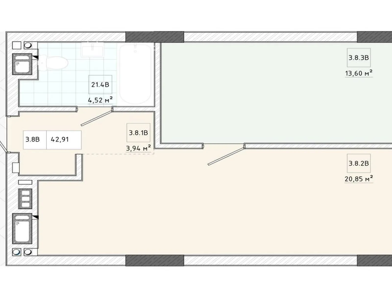 Продается 1-комнатная квартира 43.3 кв. м в Сокольниках, ул. Трускавецкая - фото 1