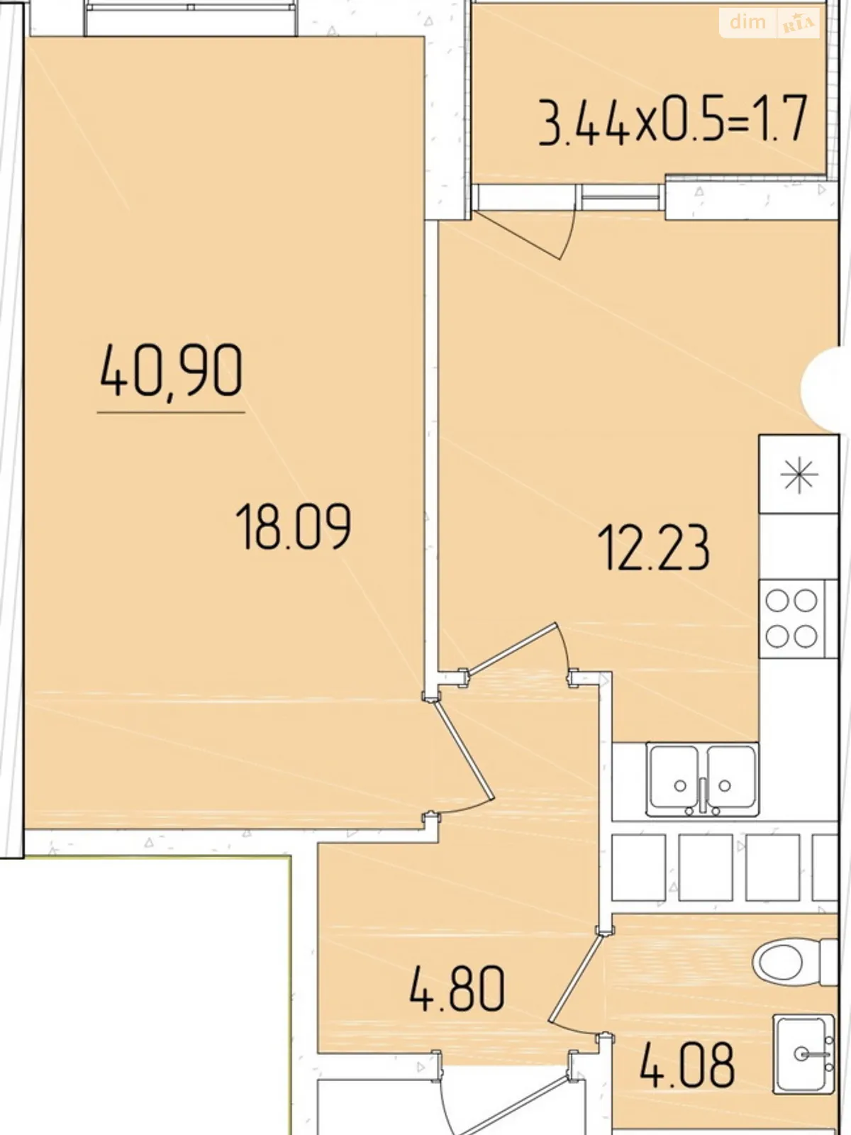 Продается 1-комнатная квартира 41 кв. м в Одессе - фото 2