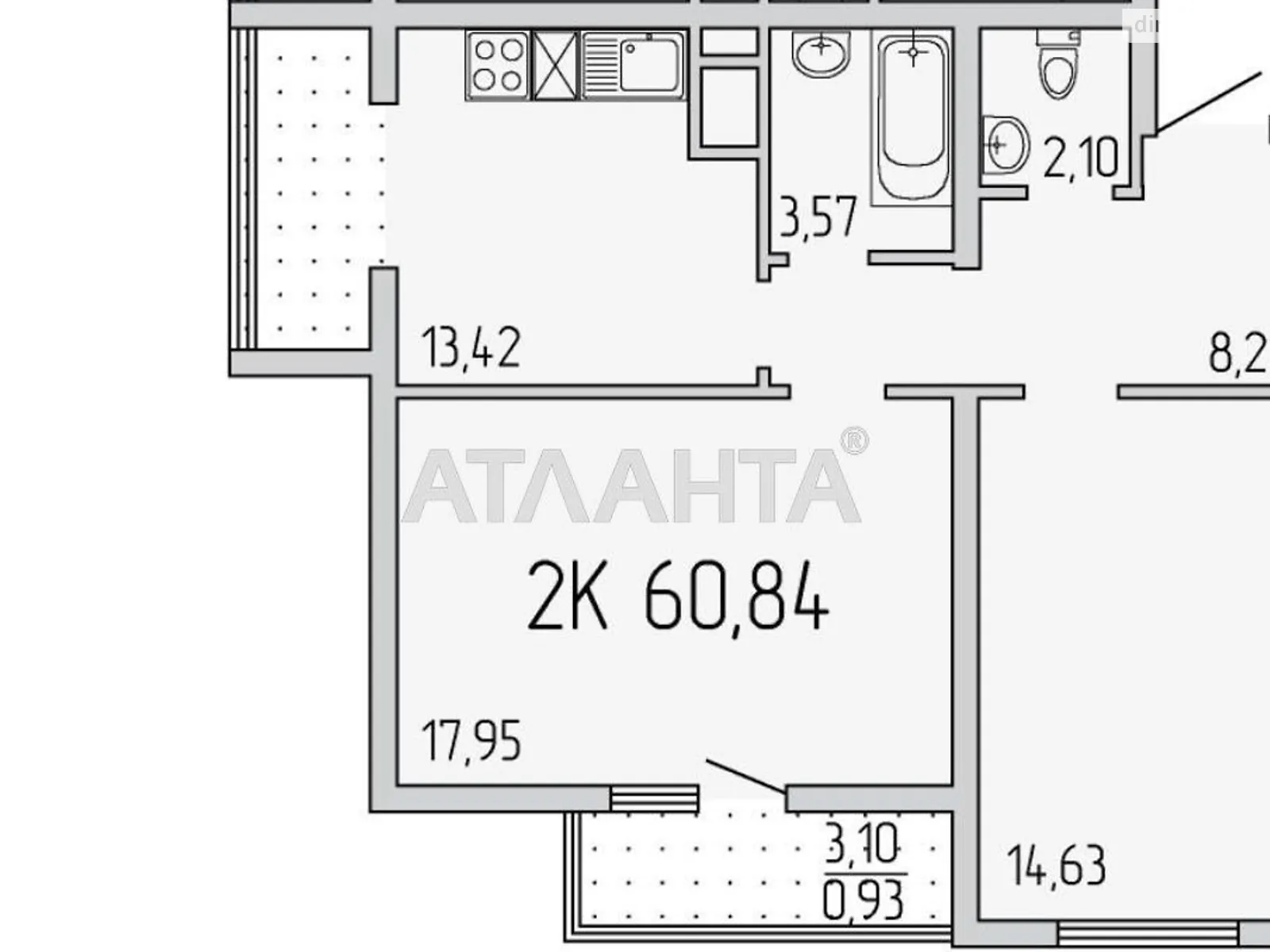 Продается 2-комнатная квартира 61 кв. м в Одессе, цена: 75000 $