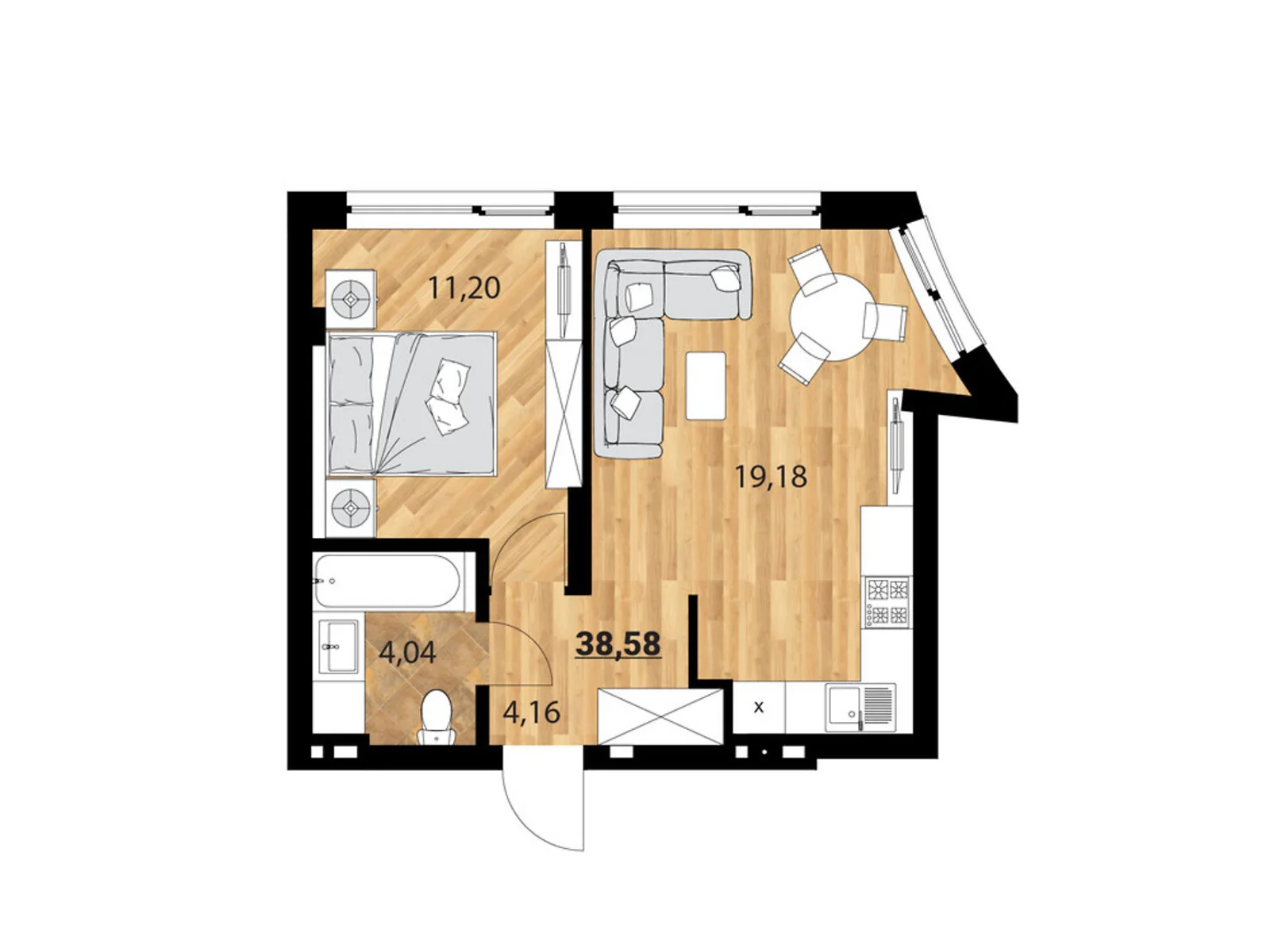 Продается 1-комнатная квартира 38.58 кв. м в Львове, цена: 50154 $