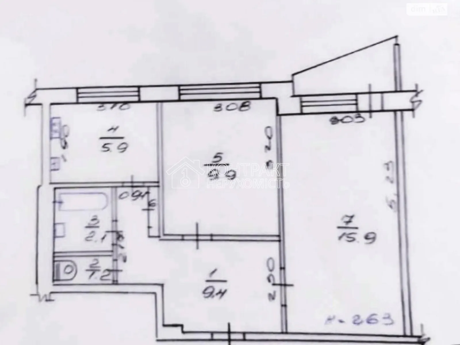 Продается 2-комнатная квартира 46 кв. м в Алексеевке, цена: 25000 $