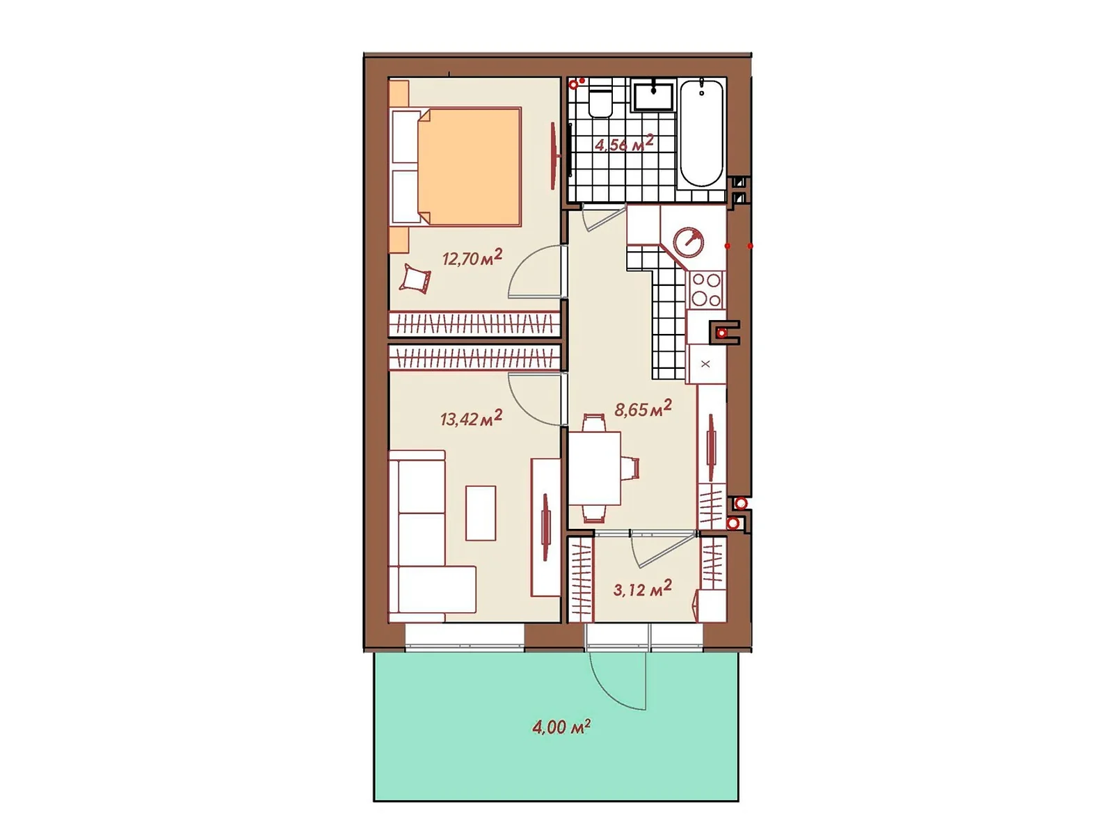 Продається 2-кімнатна квартира 46.45 кв. м у Святопетрівське, цена: 27870 $