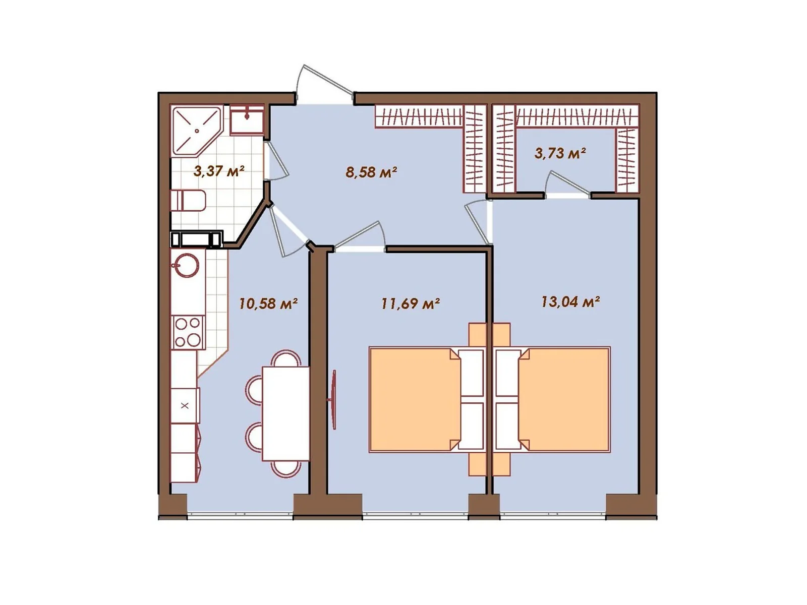 Продается 2-комнатная квартира 51.32 кв. м в Святопетровское, цена: 30792 $