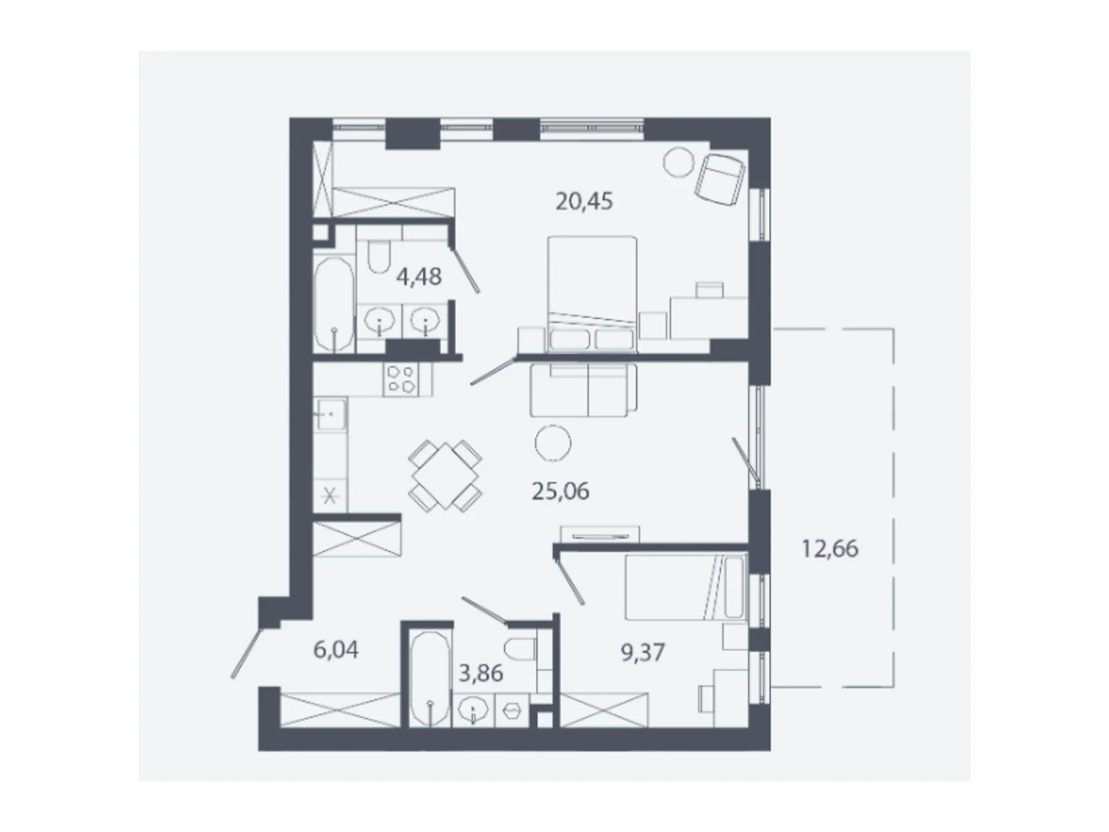 Продается 2-комнатная квартира 73.37 кв. м в Львове, ул. Студинского, 1 - фото 1