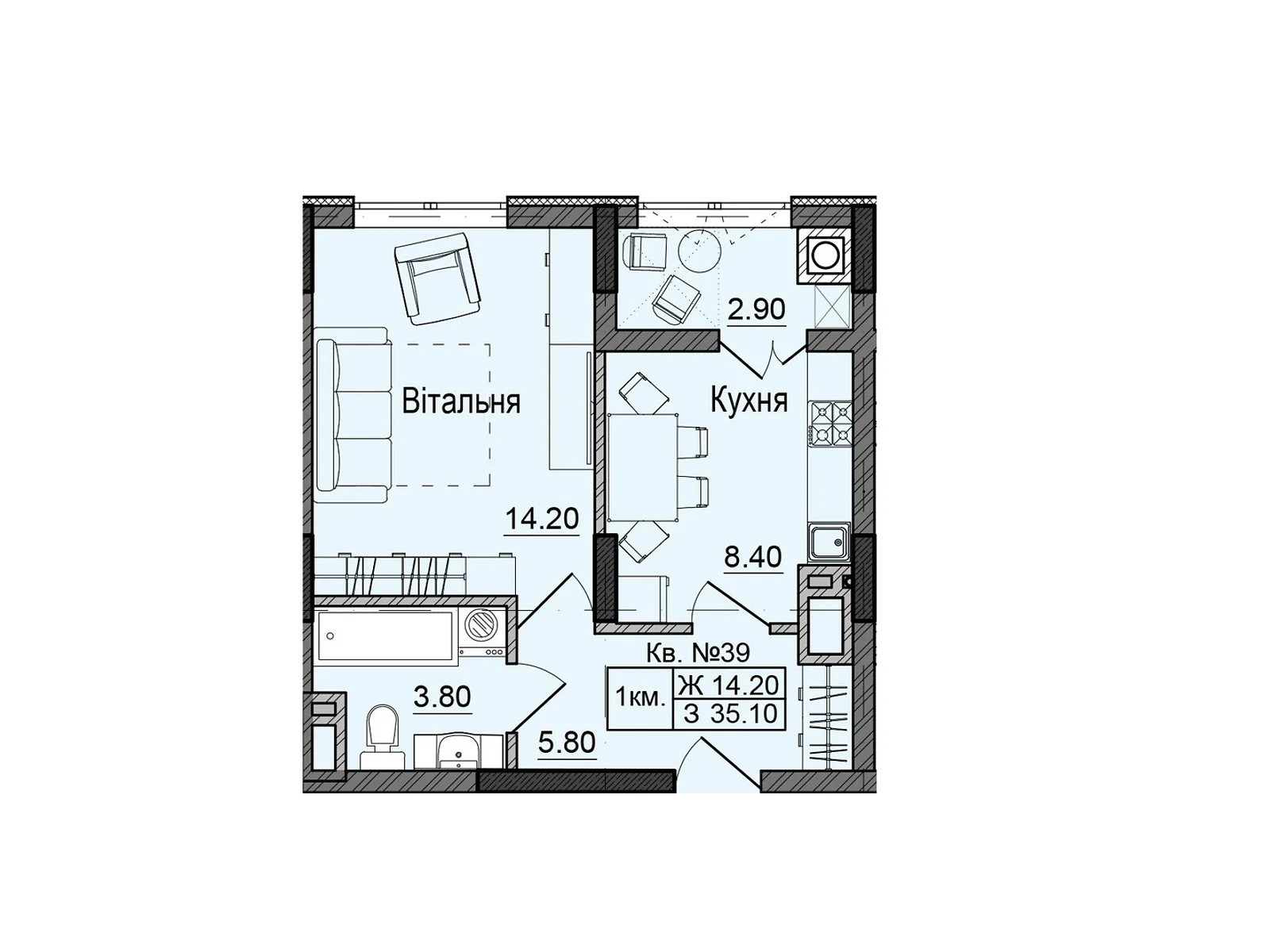 Продается 1-комнатная квартира 35.1 кв. м в Черновцах, ул. Сторожинецкая - фото 1