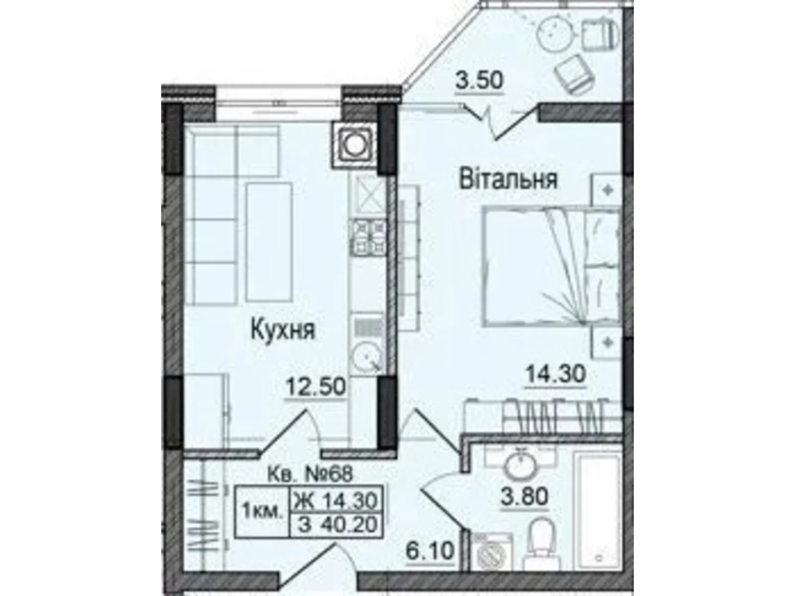 Продается 1-комнатная квартира 40.2 кв. м в Черновцах, ул. Сторожинецкая