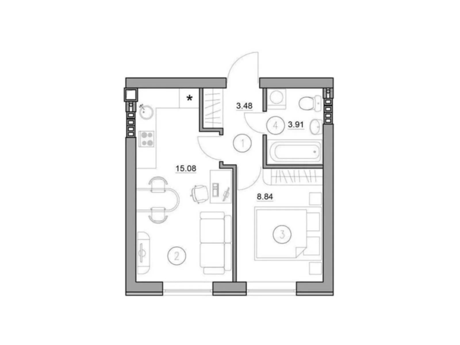 Продается 1-комнатная квартира 31.31 кв. м в Святопетровское, ул. Тепличная, 56