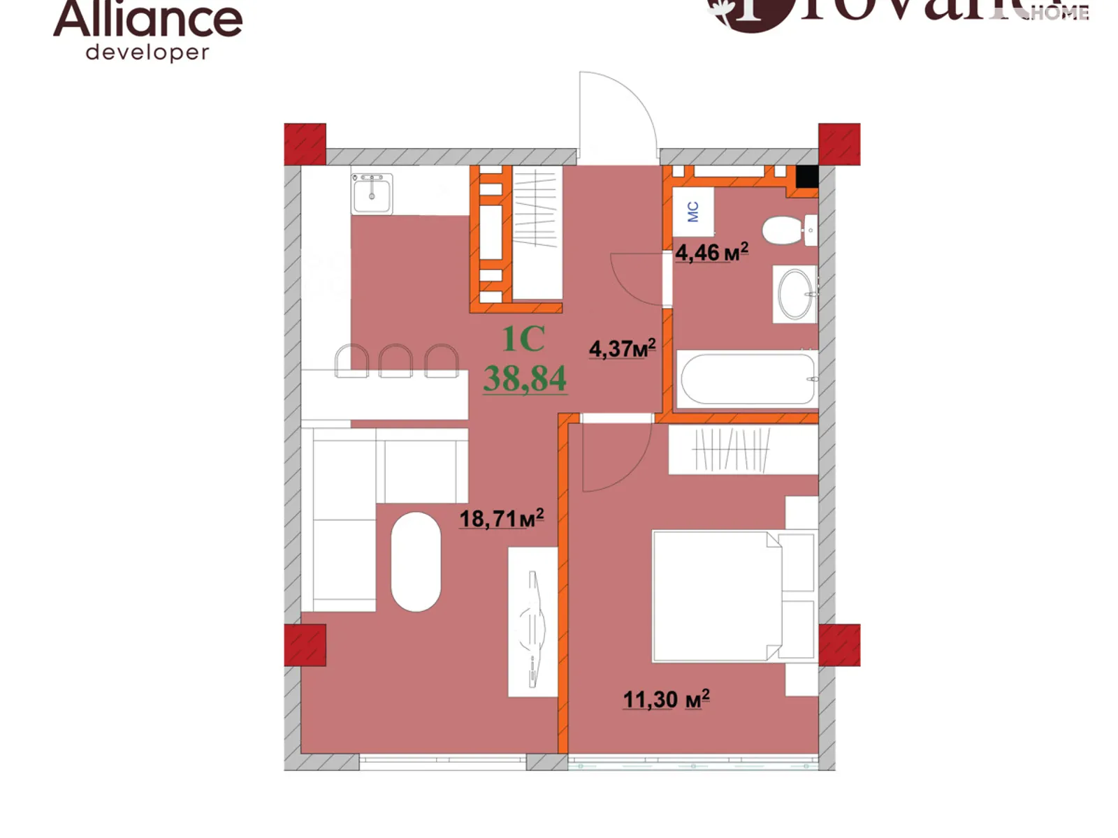 Продается 1-комнатная квартира 38.1 кв. м в Ивано-Франковске, ул. Независимости (Горького)