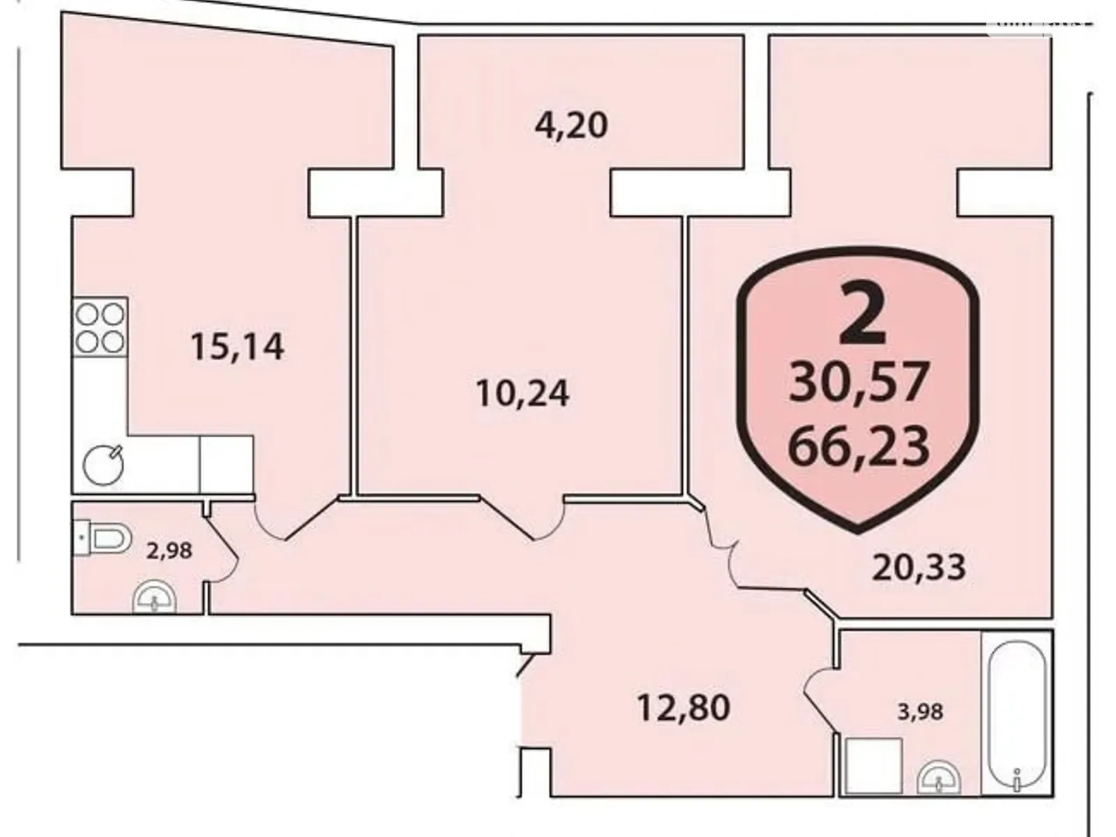 Продается 2-комнатная квартира 66 кв. м в Хмельницком, Старокостянтиновское шоссе - фото 1
