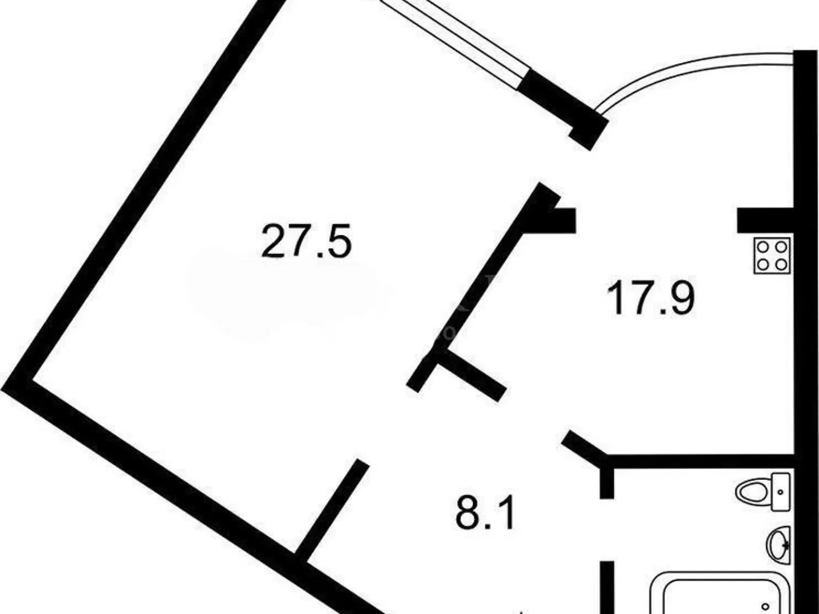 Продается 1-комнатная квартира 57 кв. м в Киеве, просп. Владимира Ивасюка, 6