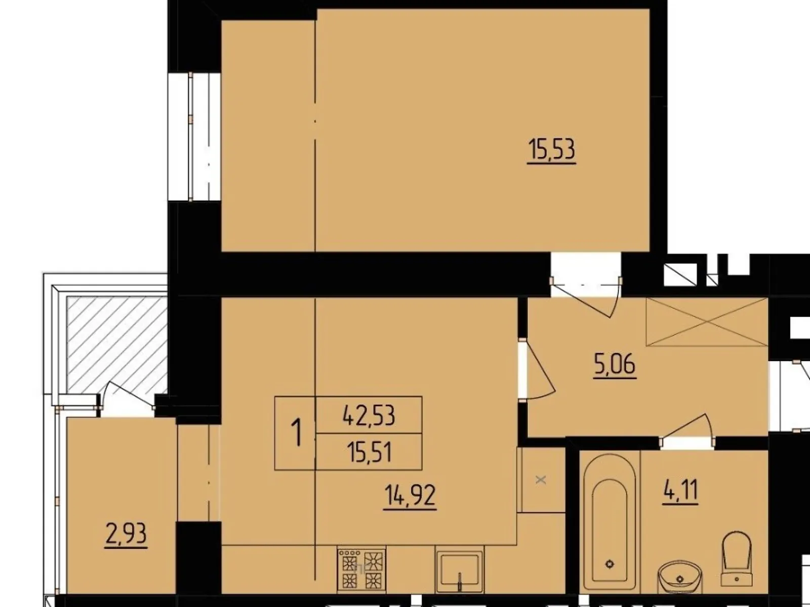 Продается 1-комнатная квартира 43 кв. м в Хмельницком, ул. Гетмана Мазепы(Красовского Маршала)