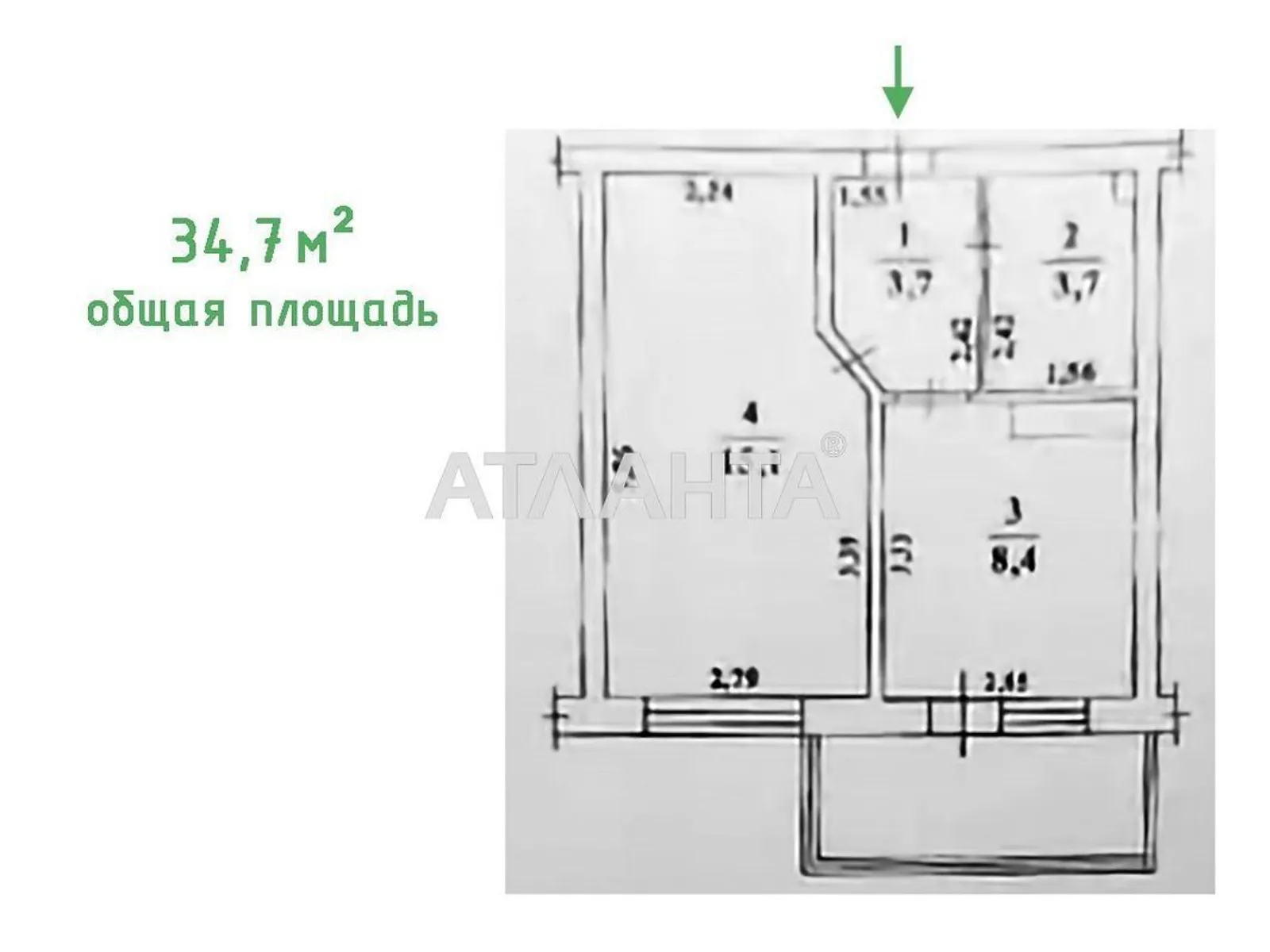 Продается 1-комнатная квартира 34.7 кв. м в Одессе, ул. Жемчужная, 111