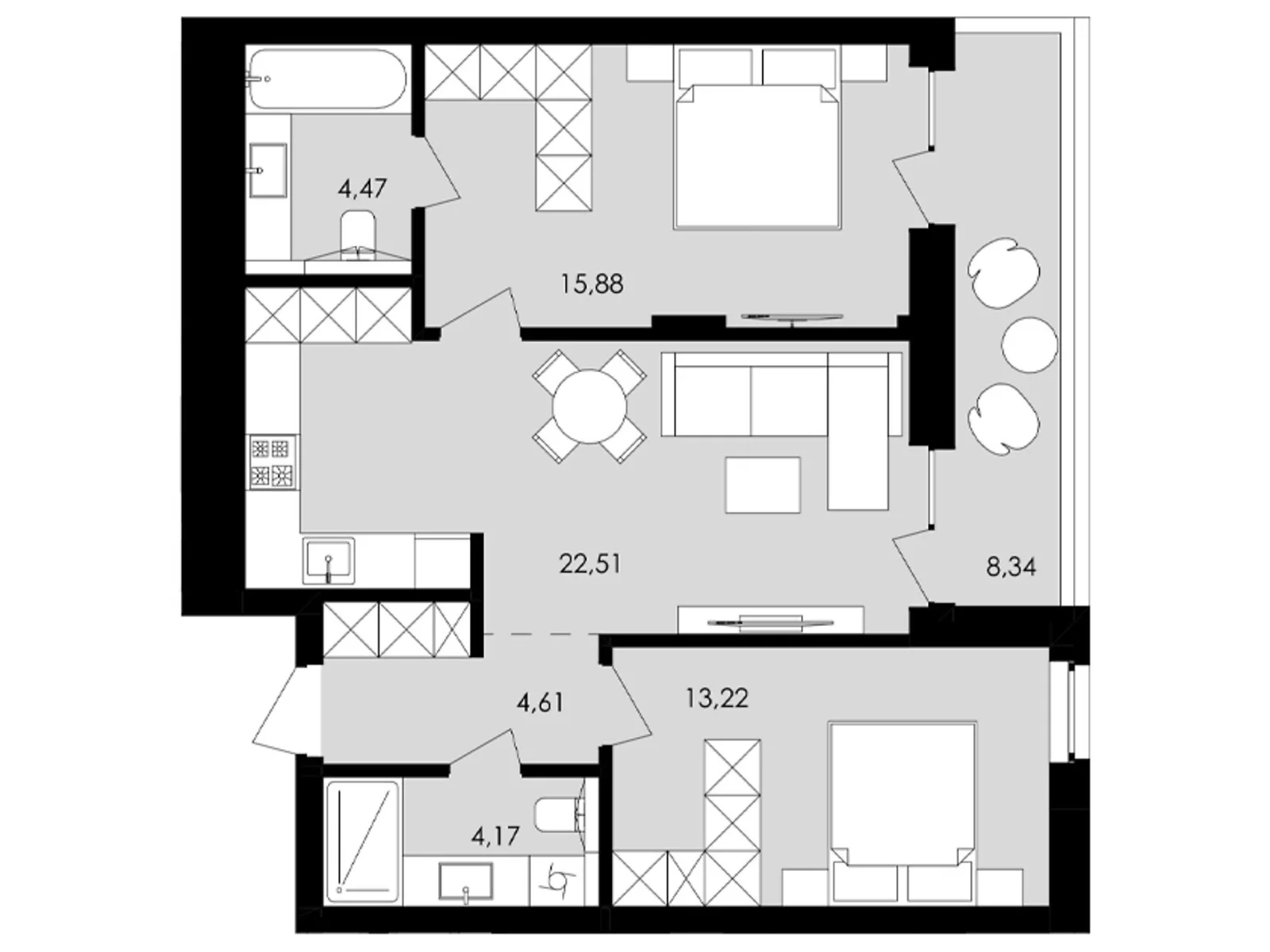 Продається 2-кімнатна квартира 67 кв. м у Львові, цена: 126300 $