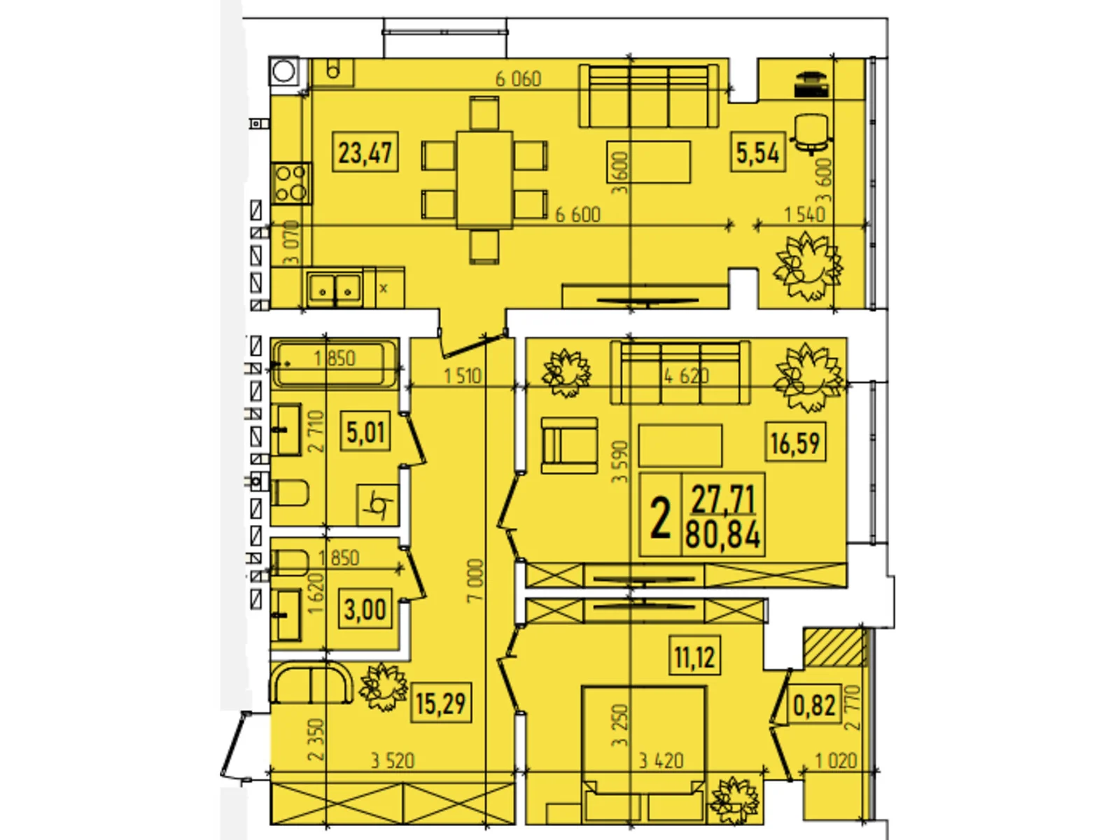 Продается 2-комнатная квартира 80.84 кв. м в Каменце-Подольском, цена: 60630 $