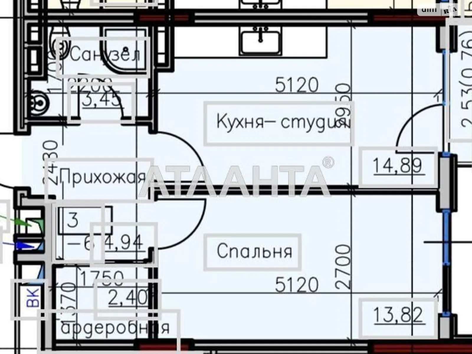 Продается 1-комнатная квартира 40 кв. м в Одессе, ул. Дмитрия Донского