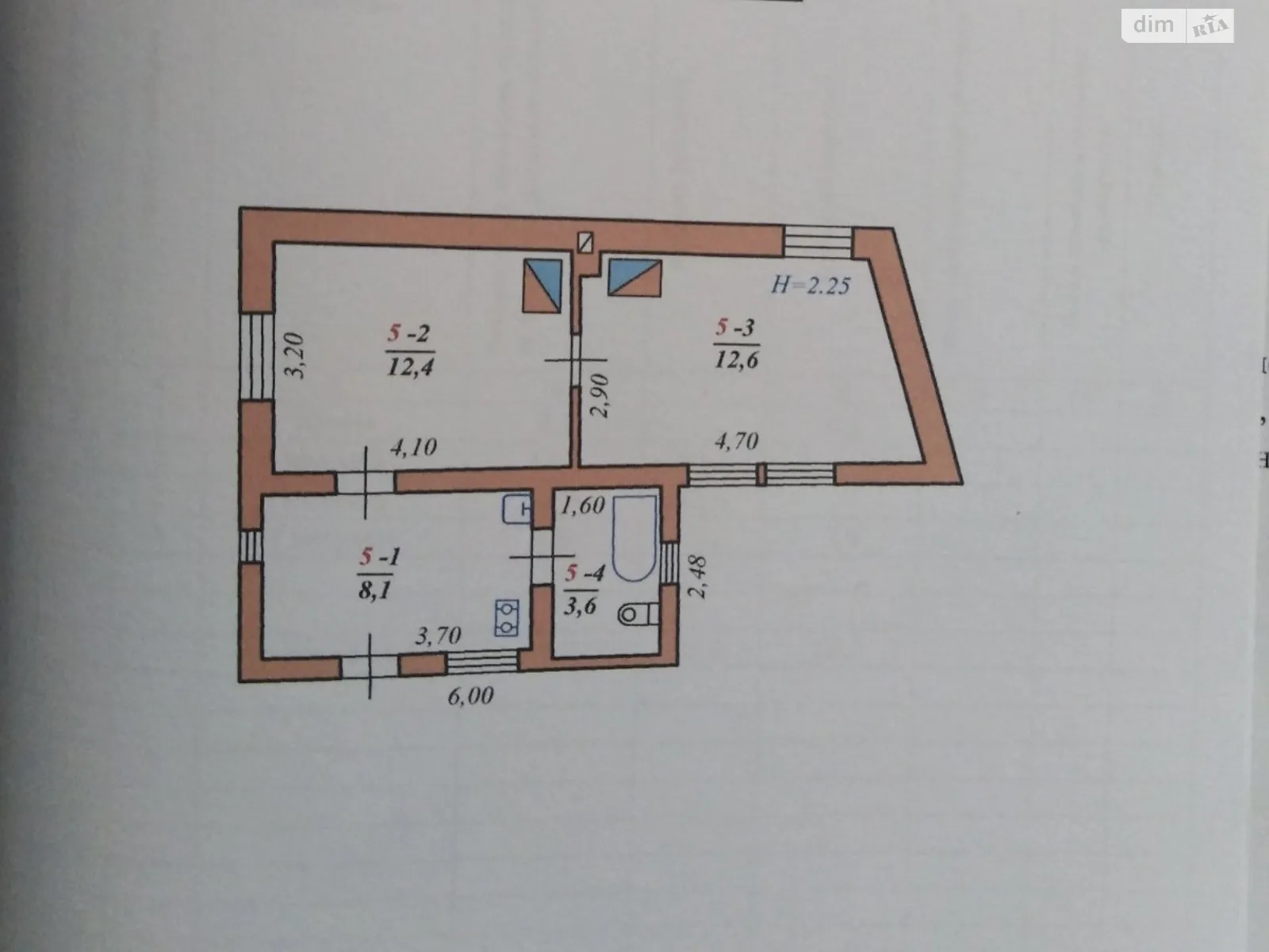 Продается 2-комнатная квартира 36.7 кв. м в Черновцах - фото 1